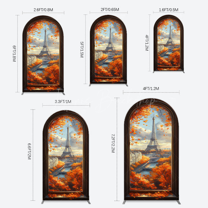 Lofaris Window Maple Scene Eiffel Tower Birthday Arch Backdrop
