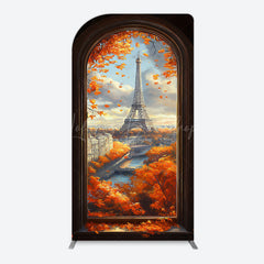 Lofaris Window Maple Scene Eiffel Tower Birthday Arch Backdrop