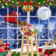 Lofaris Window Red Curtain Christmas Eve Party Backdrop