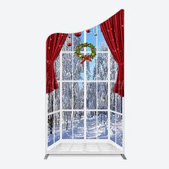 Lofaris Window Snowy Forest Scene Christmas Arch Backdrop