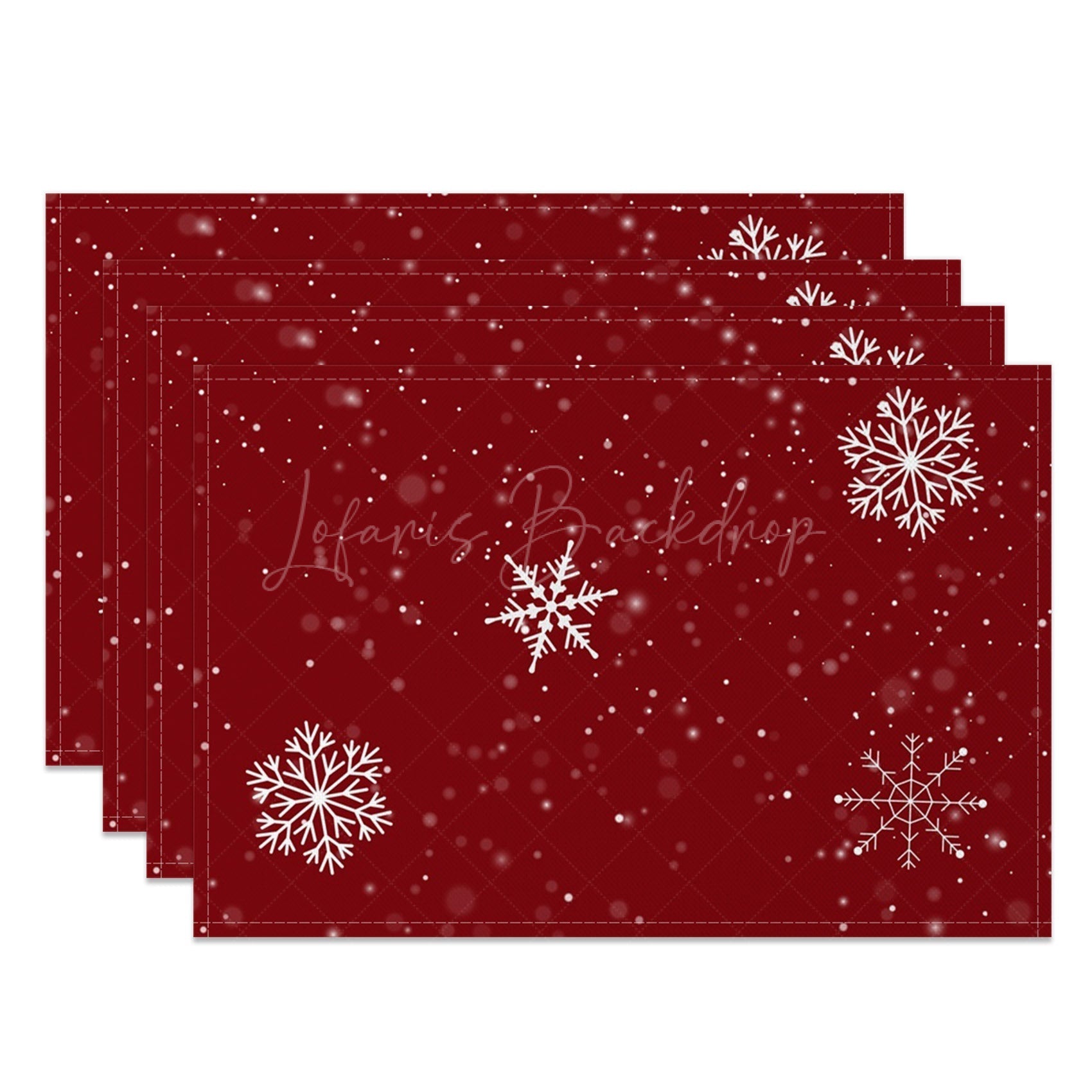 Lofaris Wine Red Snowflakes Bokeh Christmas Set Of 4 Placemats