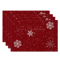 Lofaris Wine Red Snowflakes Bokeh Christmas Set Of 4 Placemats