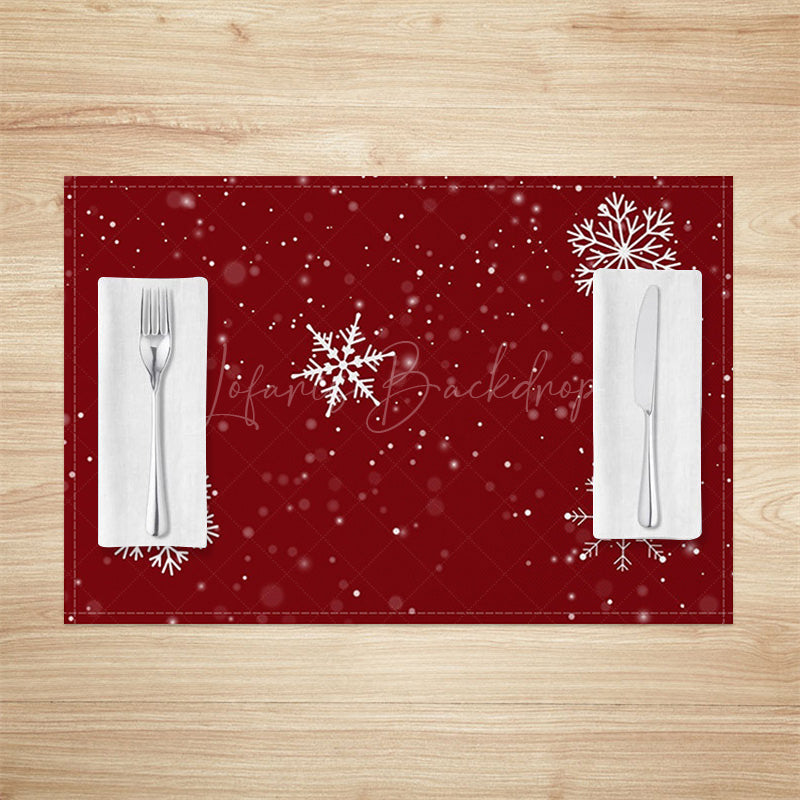 Lofaris Wine Red Snowflakes Bokeh Christmas Set Of 4 Placemats