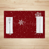 Lofaris Wine Red Snowflakes Bokeh Christmas Set Of 4 Placemats