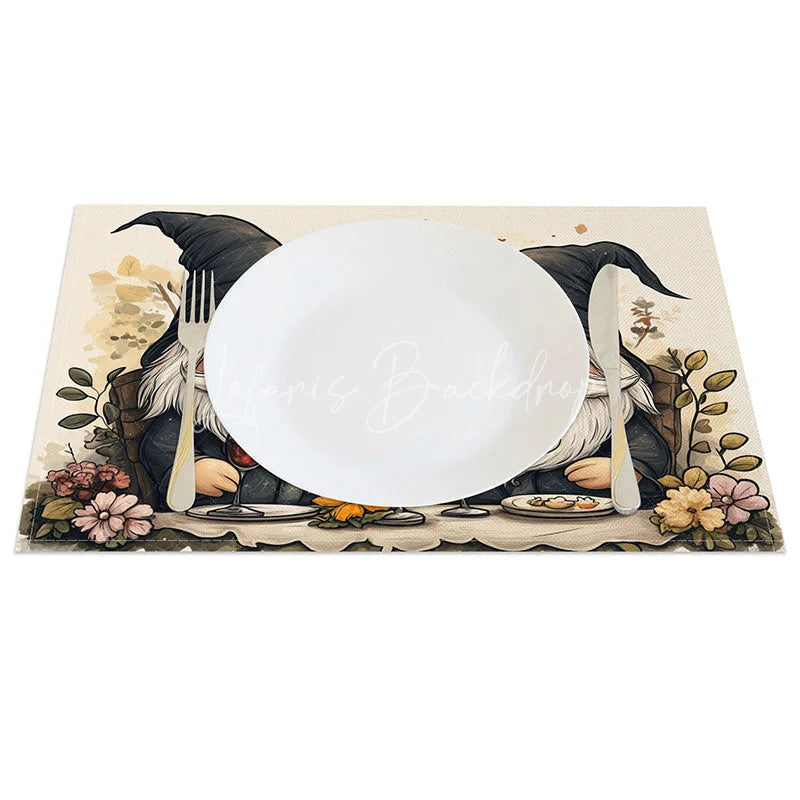 Lofaris Wine Toast Gnome Set of 4 Placemats Romantic Dinner Decoration Valentine Couple Table Mat