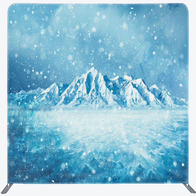 Lofaris Winter Blue Snowy Iceberg Square Tension Backdrop