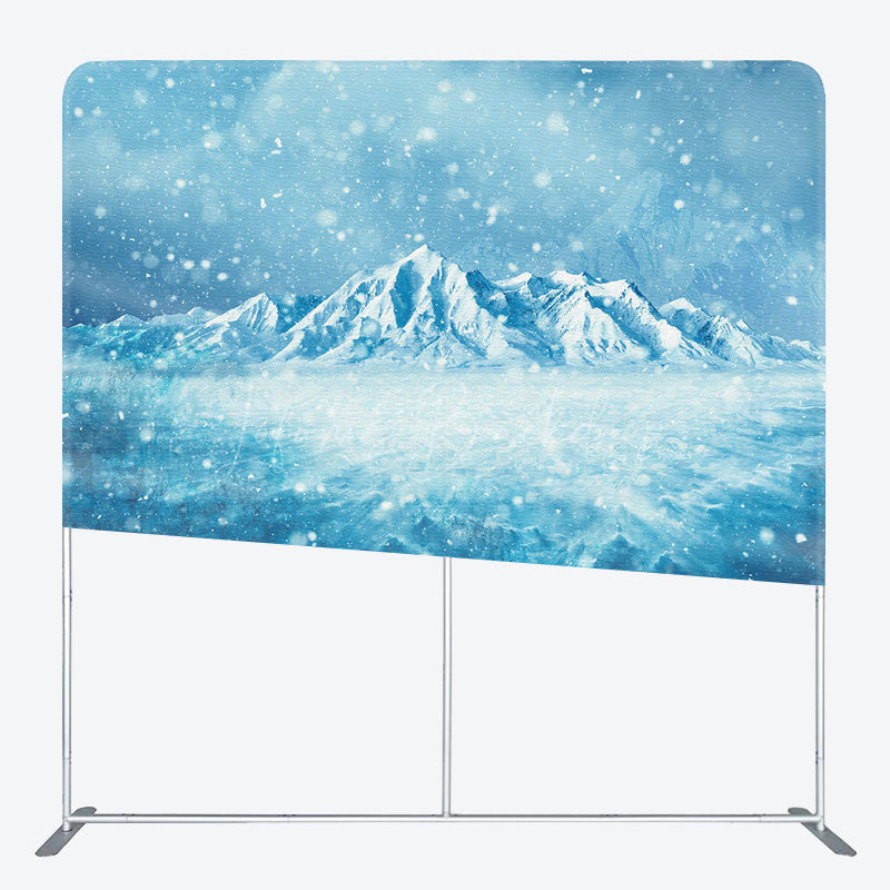 Lofaris Winter Blue Snowy Iceberg Square Tension Backdrop
