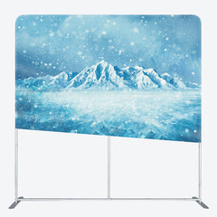 Lofaris Winter Blue Snowy Iceberg Square Tension Backdrop