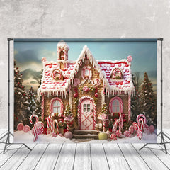 Lofaris Winter Candyland Pine Trees Snowy Christmas Backdrop
