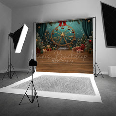 Lofaris Winter Christmas Fair Photography Backdrop Gold Ferris Wheel with Gifts and Trees Holiday Carnival Photo Prop