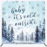 Lofaris Winter Cold Outside Baby Shower Square Tension Backdrop