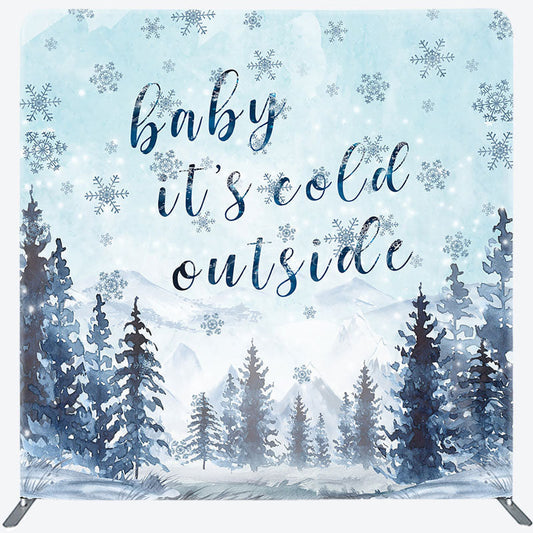 Lofaris Winter Cold Outside Baby Shower Square Tension Backdrop