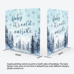 Lofaris Winter Cold Outside Baby Shower Square Tension Backdrop