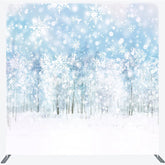 Lofaris Winter Forest Tension Fabric Backdrop Snowy Tree Landscape Background Blue Sky Snowfall Decoration