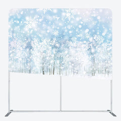 Lofaris Winter Forest Tension Fabric Backdrop Snowy Tree Landscape Background Blue Sky Snowfall Decoration