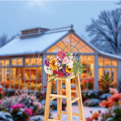 Lofaris Winter Greenhouse Backdrop Snowy Garden Floral Photography Background Christmas Glass House Holiday Party Decoration