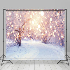Lofaris Winter Heavy Snowy Light Bokeh Room Set Backdrop