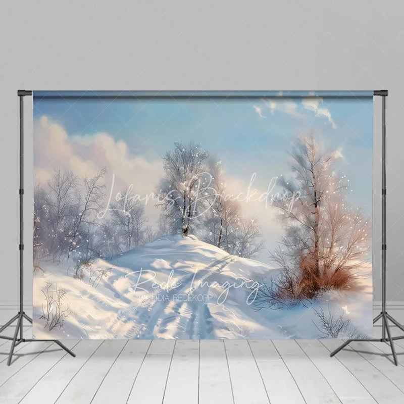 Lofaris Winter Landscape Backdrop Snowy Hill Birch Tree Photography Background Nature Scenic Painting Holiday Party Decoration