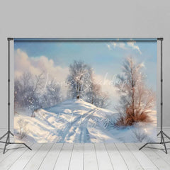 Lofaris Winter Landscape Backdrop Snowy Hill Birch Tree Photography Background Nature Scenic Painting Holiday Party Decoration