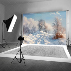 Lofaris Winter Landscape Backdrop Snowy Hill Birch Tree Photography Background Nature Scenic Painting Holiday Party Decoration