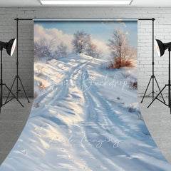 Lofaris Winter Landscape Sweep Backdrop Snowy Hill Birch Tree Photography Background Nature Scenic Painting Holiday Party Decoration