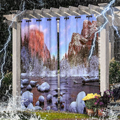 Lofaris Winter Landscape Waterproof Printed Outdoor Curtains For Porch