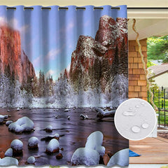 Lofaris Winter Landscape Waterproof Printed Outdoor Curtains For Porch