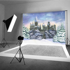 Lofaris Winter Magic School Castle Backdrop Snow Covered Wizarding World Scenery Fantasy Movie Themed Photography Prop