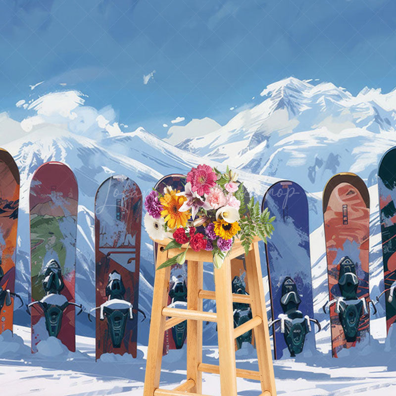 Lofaris Winter Mountain Snow Boards Sport Photo Backdrop