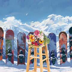 Lofaris Winter Mountain Snow Boards Sport Photo Backdrop