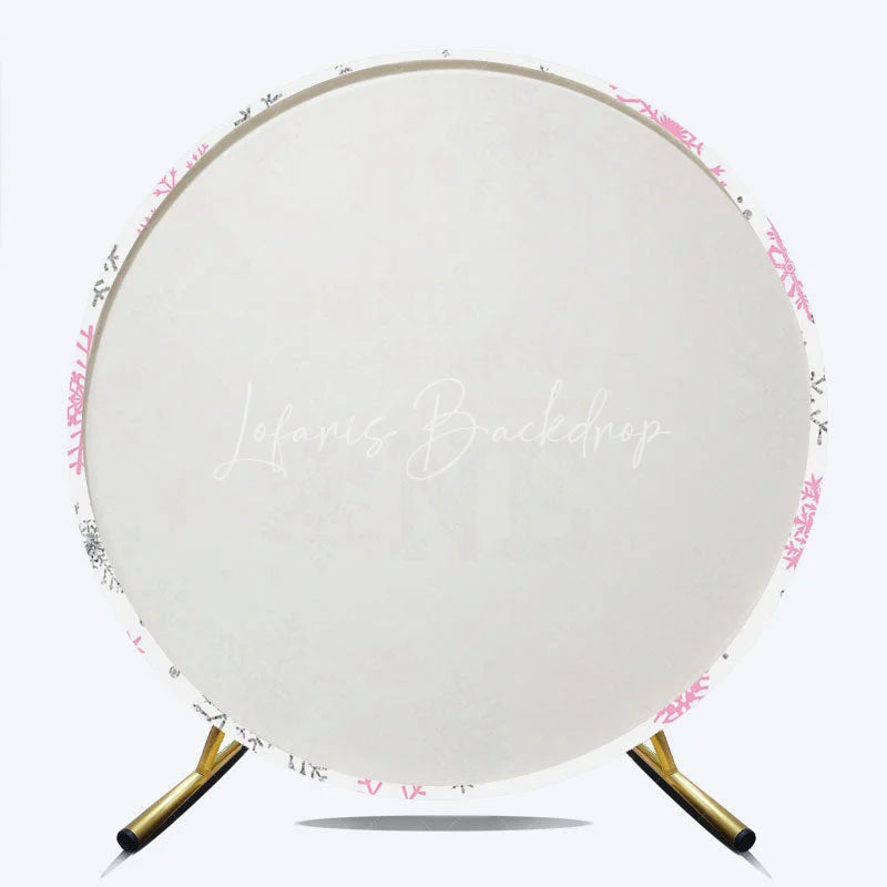 Lofaris Winter Onederland Round Backdrop Pink Silver Snowflake 1st Birthday Decoration Turning One Background