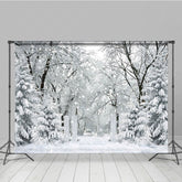 Lofaris Winter Snow Forest Photography Backdrop White Gate to an Enchanted Woods Magical Holiday Photo Background