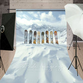 Lofaris Winter Snow Mountain Snowboards Sweep Photo Backdrop