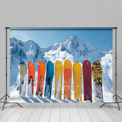Lofaris Winter Snowboard Backdrop Ski Mountain Snow Photography Background Extreme Sports Sporty Holiday Party Decoration