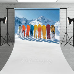 Lofaris Winter Snowboard Sweep Backdrop Ski Mountain Snow Photography Background Extreme Sports Sporty Holiday Party Decoration