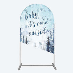 Lofaris Winter Snowflake Cold Outside Baby Shower Arch Backdrop