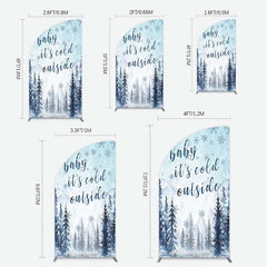 Lofaris Winter Snowflake Cold Outside Baby Shower Half Moon Arch Backdrop