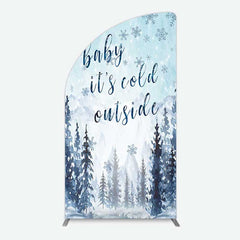Lofaris Winter Snowflake Cold Outside Baby Shower Half Moon Arch Backdrop