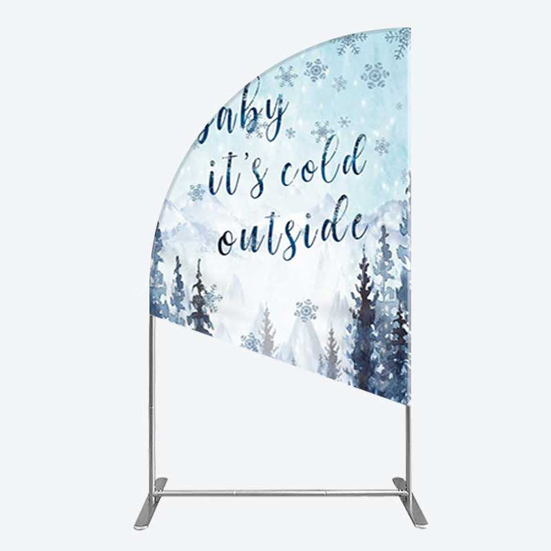 Lofaris Winter Snowflake Cold Outside Baby Shower Half Moon Arch Backdrop