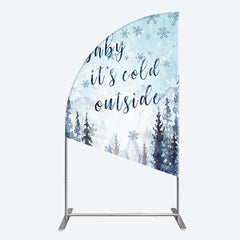 Lofaris Winter Snowflake Cold Outside Baby Shower Half Moon Arch Backdrop