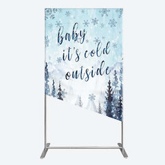 Lofaris Winter Snowflake Cold Outside Baby Shower Rectangle Backdrop