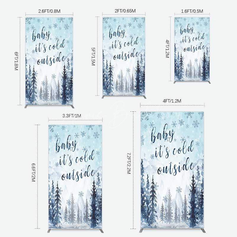 Lofaris Winter Snowflake Cold Outside Baby Shower Rectangle Backdrop
