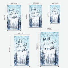 Lofaris Winter Snowflake Cold Outside Baby Shower Rectangle Backdrop