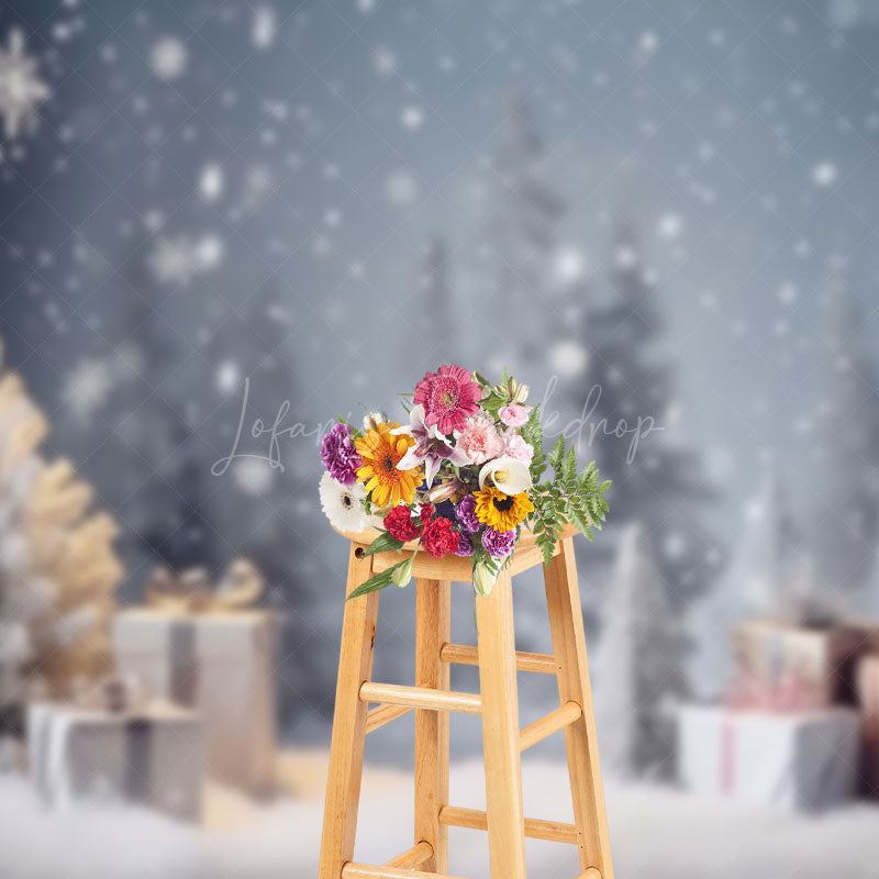 Lofaris Winter Snowflake Pine Trees Gifts Christmas Backdrop