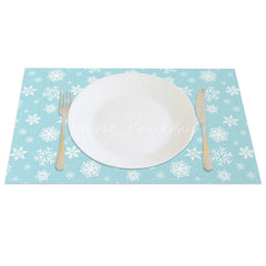 Lofaris Winter Snowflake Set of 4 Placemats Light Blue and White Frozen Christmas Holiday Table Mats