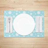 Lofaris Winter Snowflake Set of 4 Placemats Light Blue and White Frozen Christmas Holiday Table Mats