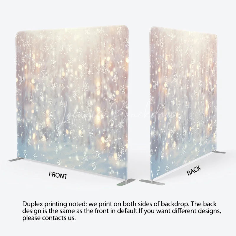 Lofaris Winter Snowflake Tension Fabric Backdrop White Snow Bokeh Lights Christmas Holiday Photography Background