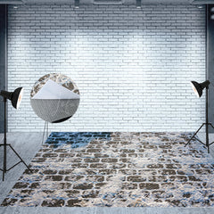 Lofaris Winter Snowy Brick Pavement Fabric Floor Backdrop