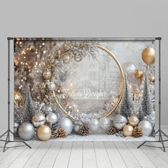 Lofaris Winter Snowy Gold Light Christmas Room Set Backdrop