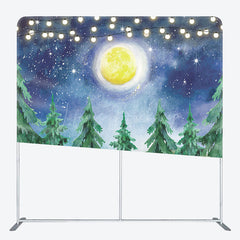 Lofaris Winter Trees Moon Baby Shower Pillow Cover Backdrop
